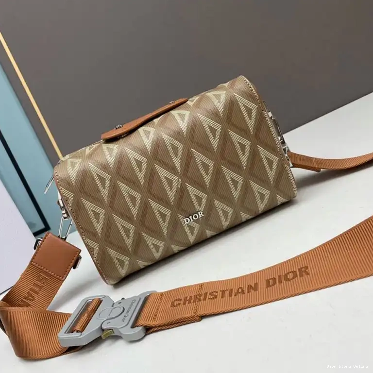 Dior Canvas CD Bag Diamond 22 Brown Lingot Motif 0509 Hot Sale